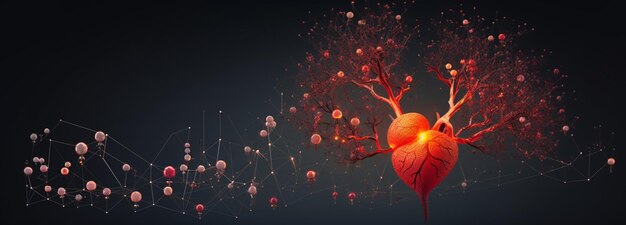 Depict the creation of a heart using nanosized components in a tech tree Each node could represent a nanostructure or manipulation leading to the formation of a heart