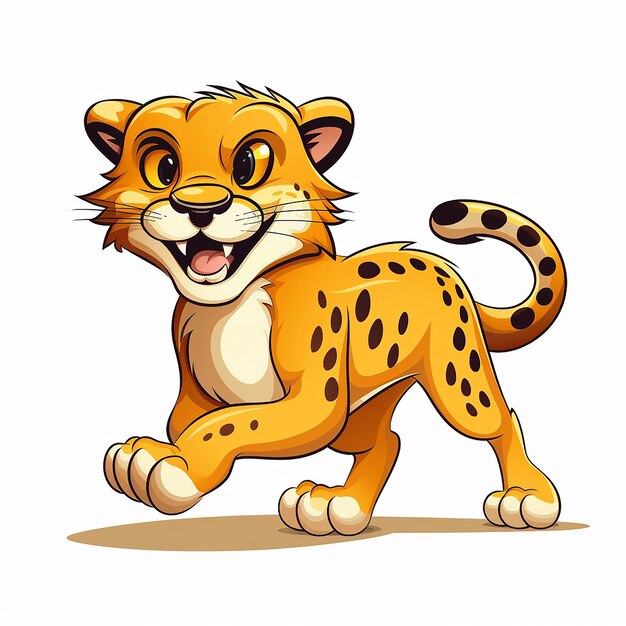 Depict a fast and cheerful cheetah with a joyful expression