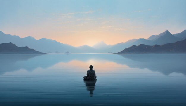 Depict a serene landscape at dawn on Blue Monday