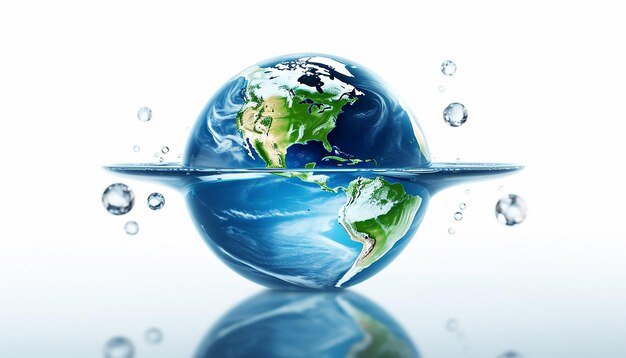 Photo depict a water droplet holding earth