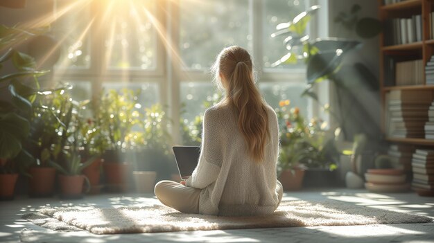 Photo a depiction of a bright lightfilled scandinavian interior design office setup generative ai