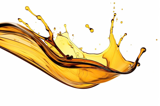 A depiction of engine oil splashing visible against a plain white background