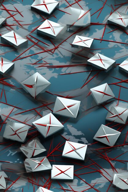 Photo a depiction of a global network of email communication