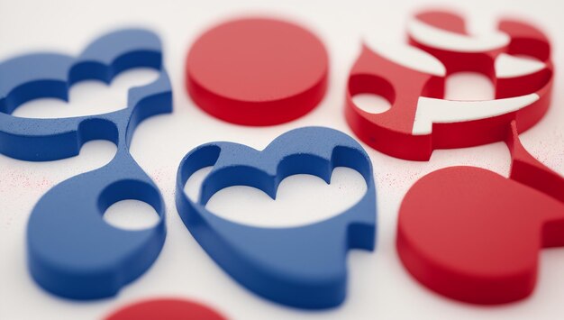 A Depiction Of A Stunningly Picturesque Display Of Red White And Blue Hearts