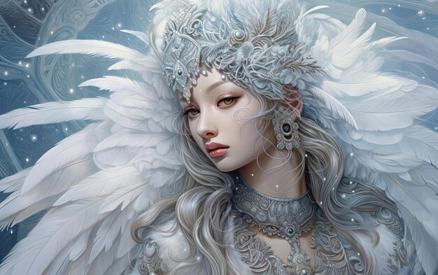 a depiction of the winter princess full of snow