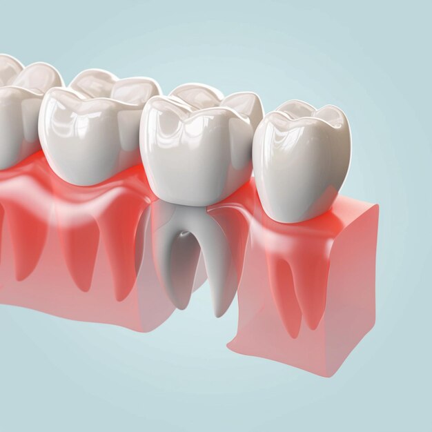 depicts dental examination with molar model Detailed 3D render For Social Media Post Size