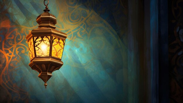 Depicts an islamic lantern focusing on architectural details rendered in impressionism style