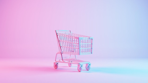 depicts a shopping cart placed atop a keyboard background merging the concepts of