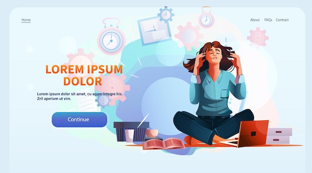 우울한 사업가, 과로, 심리적 질병, 불안, 정신 건강에 대한 인식의 달 개념