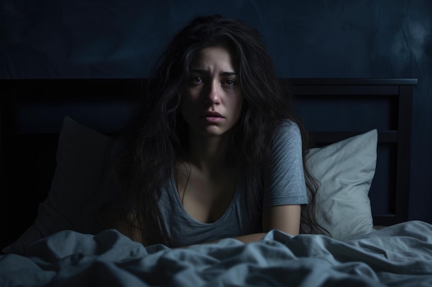 Depressed woman suffering from insomnia