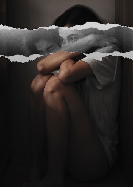 Foto concetto di collage di depressione