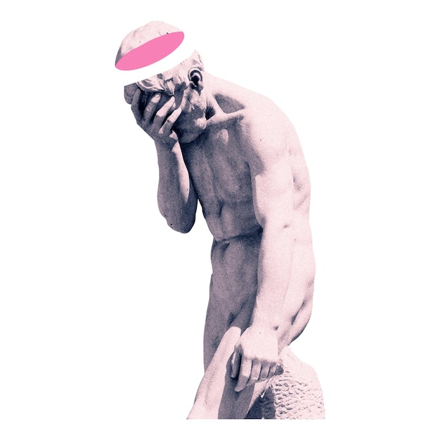 depression png sticker sad statue transparent background