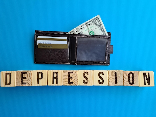 Depressione, povertà, crisi finanziaria in una borsa da un dollaro