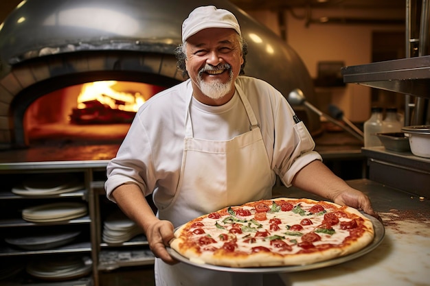 Derde generatie pizza maker die zich heeft gewijd aan zijn werk.