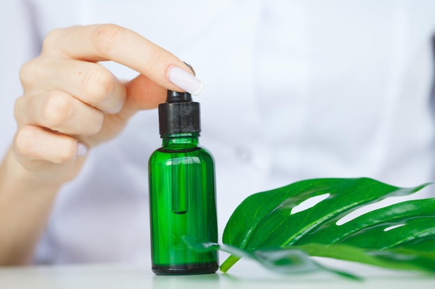 Dermatologist testing the organic natural product in the laboratory