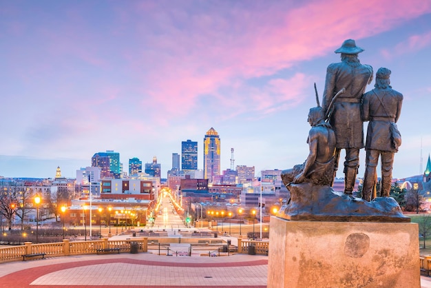 Des Moines Iowa skyline in USA