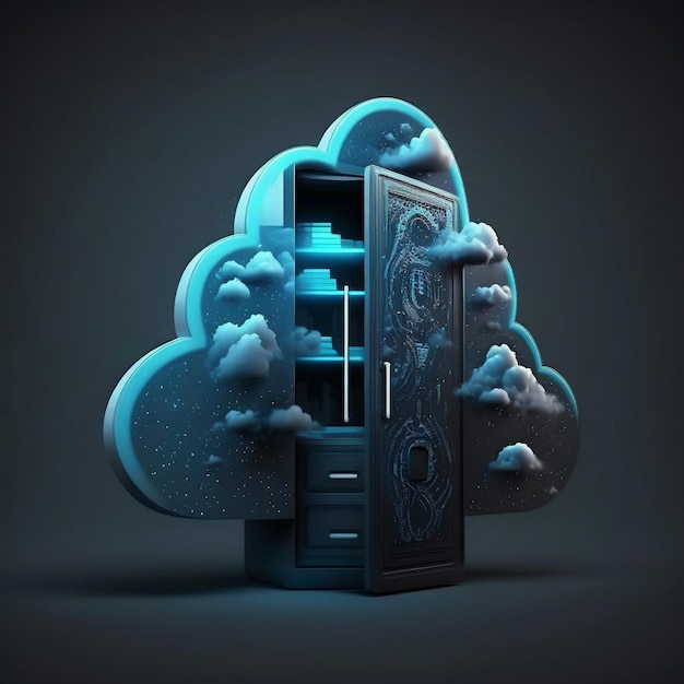 Photo desain of smart cloud computing buildings generative ai