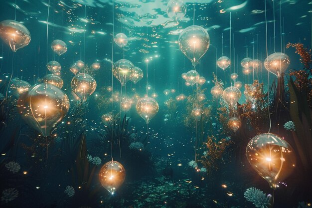 Photo descend into an enchanting underwater realm illumi generative ai