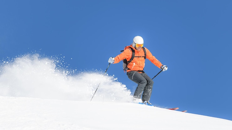 スキー登山旅行中の下り