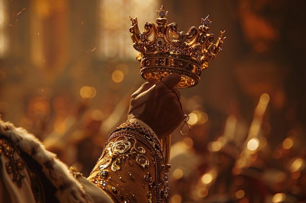 Foto describe a coronation ceremony where the crown is generative ai