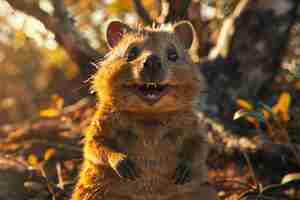Photo describe the delightful sight of a quokka in a hyp generative ai