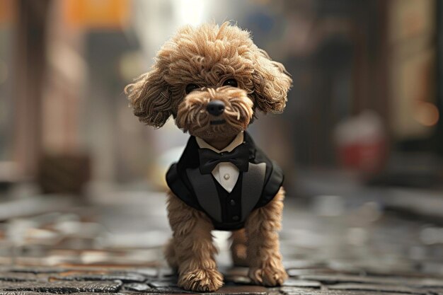 Photo describe a heartwarming scene where a poodle puppy generative ai