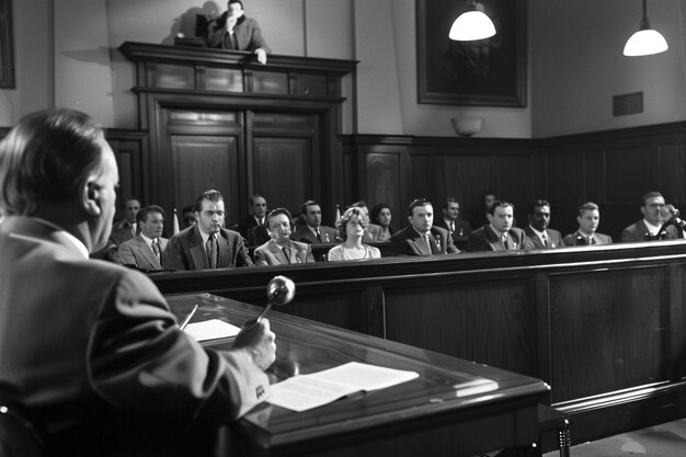 Photo describe the tension in the courtroom as lawyers d generative ai