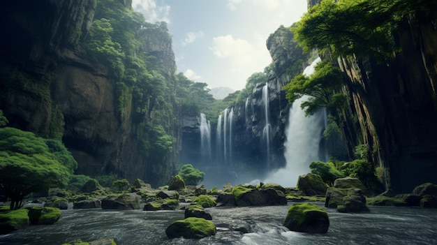 Описание величественного каскадного водопада, созданного искусством Ай