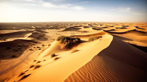 Desert of alharra dunes of sand at sunset unesco natural trust ecological heritage jordan ai