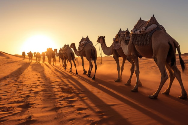 Фото Корабль в пустыне и песке, коричневый верблюд в сафари в сахаре, дикие животные
