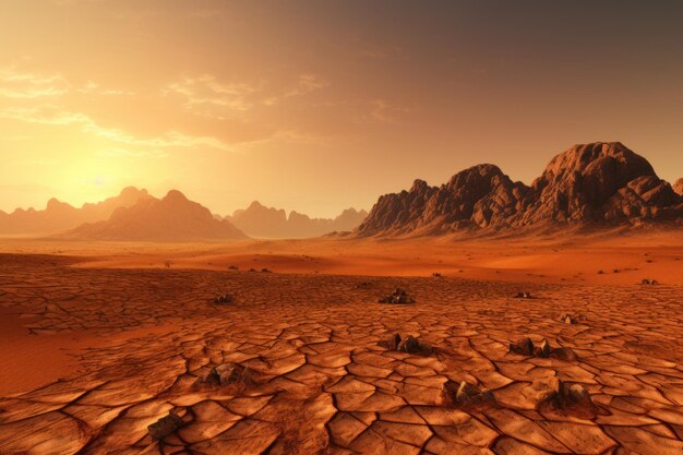 Desert on a background of mountains