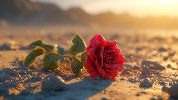 Photo desert bloom rose grown in the heart of the sand