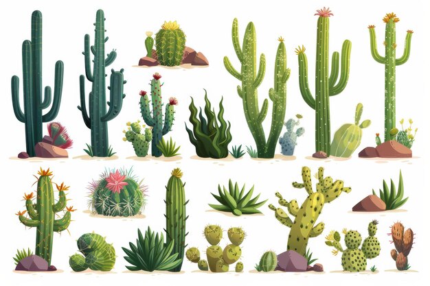 Photo desert cactus and flora collection