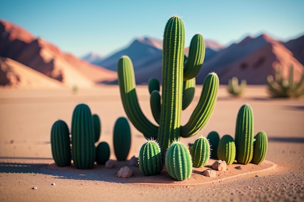 Foto oasi di piante di cactus del deserto carta da parati illustrazione di sfondo ambiente paesaggio desertico