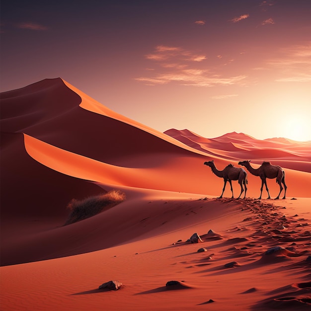 사막과 낙타 벽지
