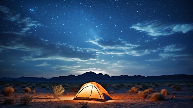 Desert camping under a starry night sky ai generated