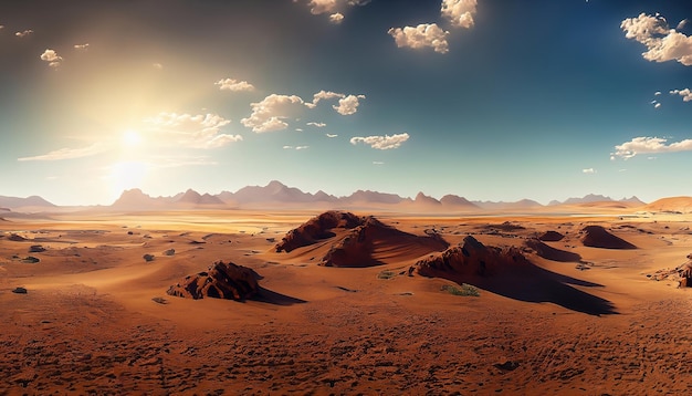 Красочный пейзаж пустыни с драматическим освещением