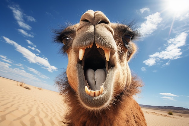 Desert Comedy Amusing Camel Portrait Generative By Ai