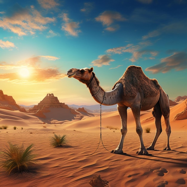 Desert country nice camel image Generative AI