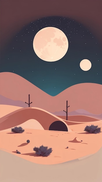 Desert Dreamscape Cartoon Het landschap van de woestijn