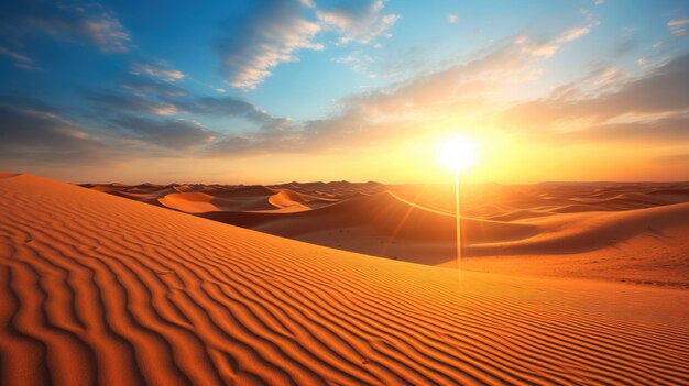 사막 두바이 아랍 에미레이트 항공은 아침 일출에 아름다운 하늘을 제너레이티브 아이