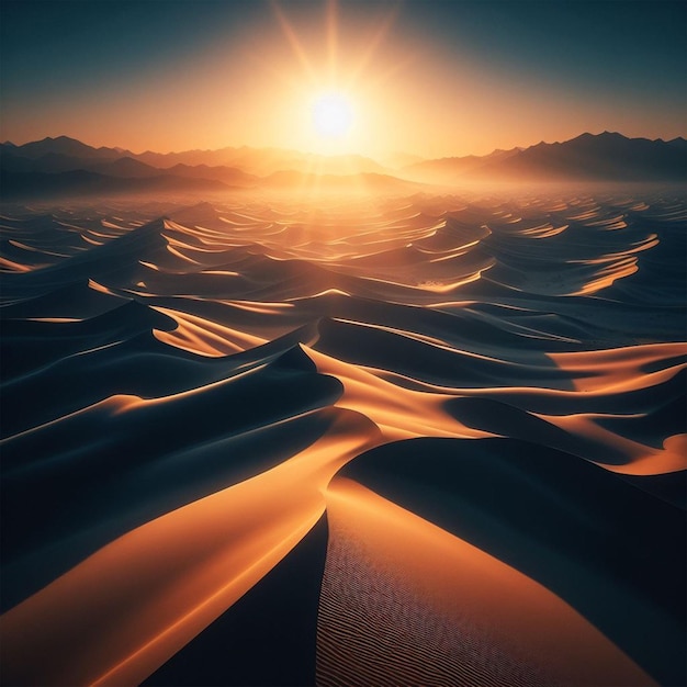 Фото Пустынные дюны при заходе солнца