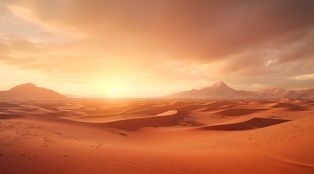 A desert filled with sand dunes and sunset generative ai