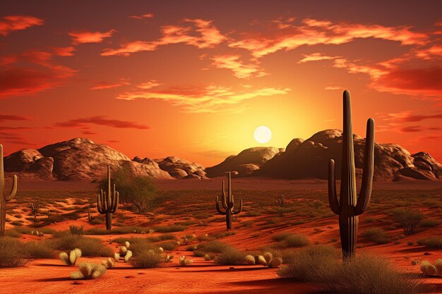 Foto paesaggio forestale del deserto a scena diurna con molti cactus