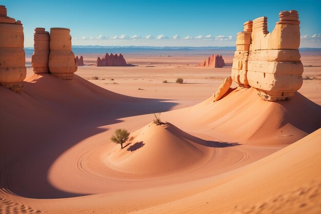 사막 고비 노란 모래 자연 풍경 사막 배경 그림 세계적으로 유명한