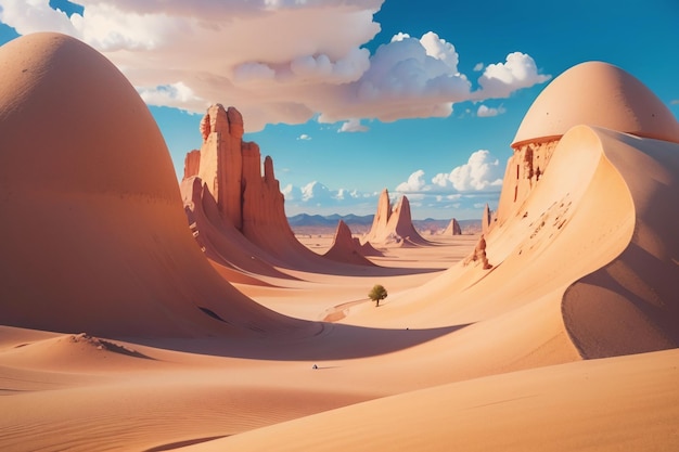 desert gobi yellow sand nature landscape desert wallpaper illustration world famous