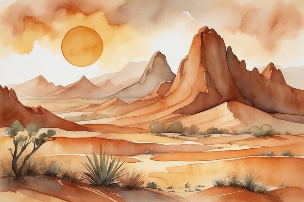 Photo desert hues terracotta ochre earthy brown watercolor blend