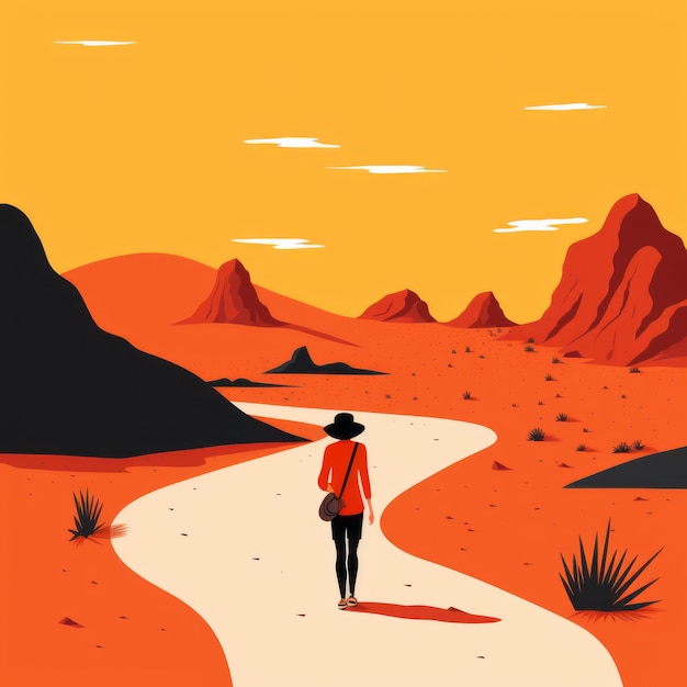 Photo desert illustration a fauvism art style by jean jullien