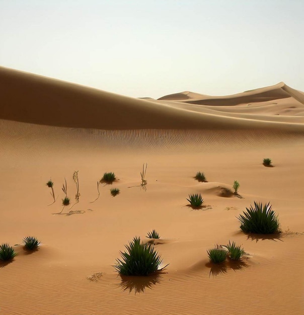 Desert land with scattered cactus plants