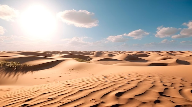 Desert landscape beautiful sand dunes white and golden sand oasis mirage